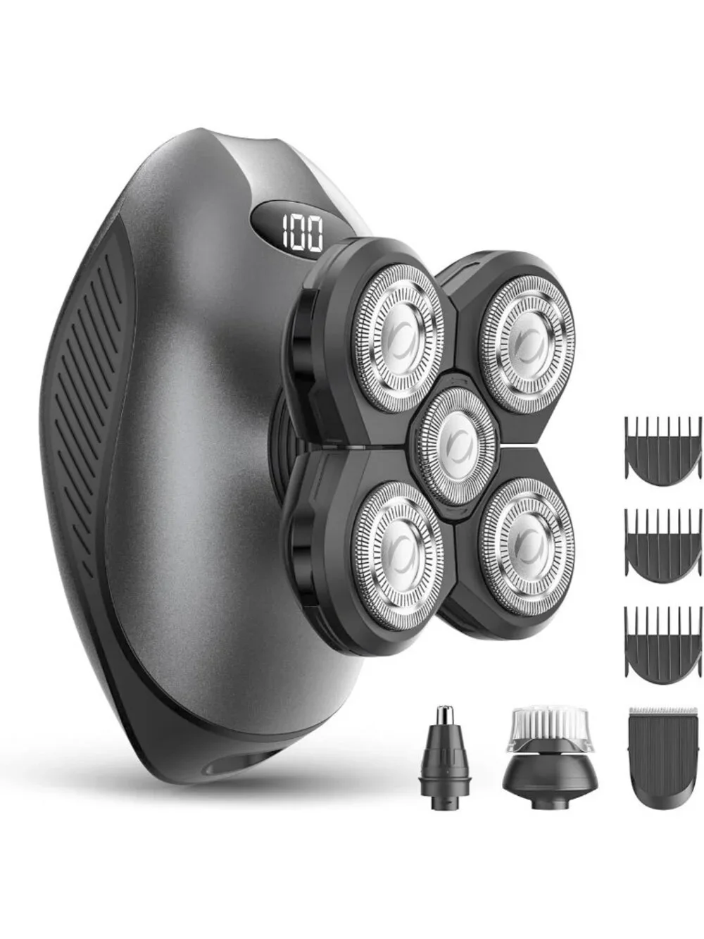 5-in-1 Waterproof Electric Razor for Men, Rechargeable Bald Head & Beard Trimmer